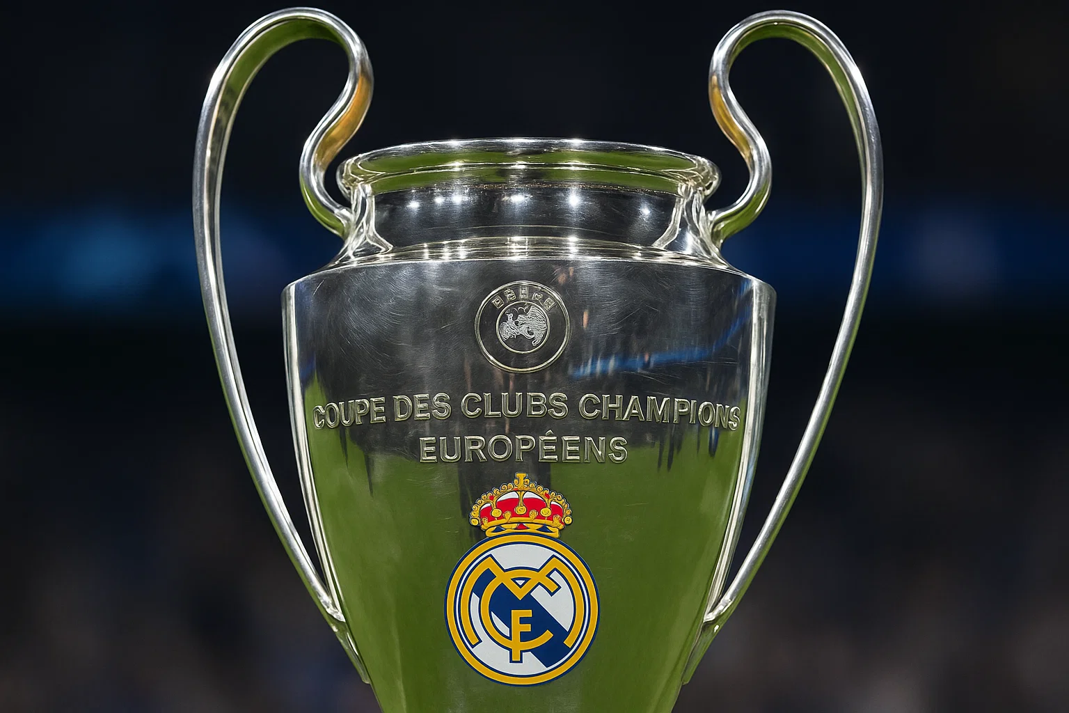 Alt text: Champions League trophy close-up